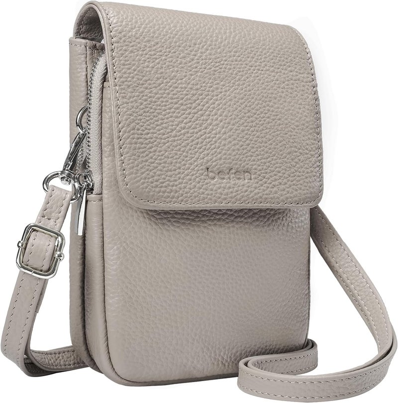 befen Genuine Leather Small Crossbody Bags for Women, Cell Phone Cross body Purse Bag with RFID Blocking Card Slots - Image 1